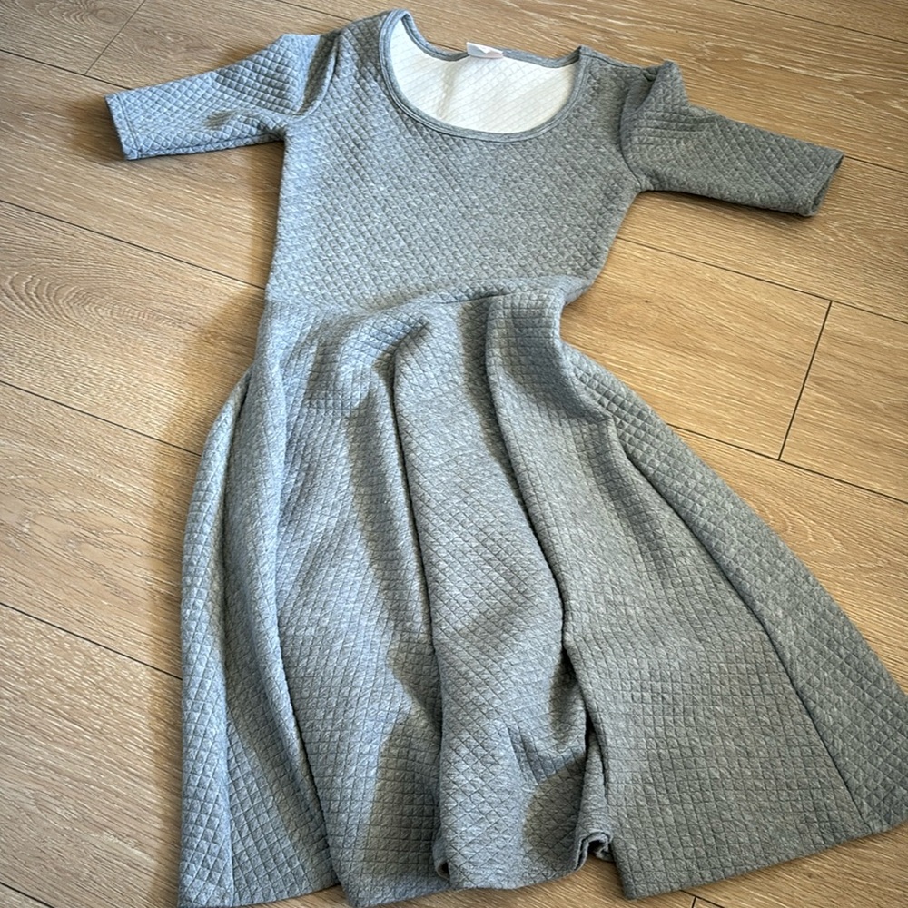 LuLaRoe Women's Quilted Gray Fit-and-Flare Dress